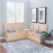 Maklaine Rustic Backless Corner Nook with Storage in Solid Unfinished Pine