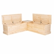 Maklaine Rustic Backless Corner Nook with Storage in Solid Unfinished Pine