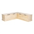 Maklaine Rustic Backless Corner Nook with Storage in Solid Unfinished Pine