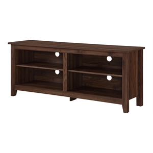 Maklaine Wood TV Media Stand for TVs up to 60&quot in Dark Walnut