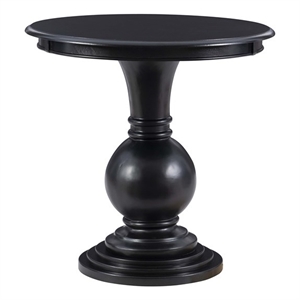 Maklaine Round Wood Accent Table Pedestal Base 26.5&quot High in Jet Black