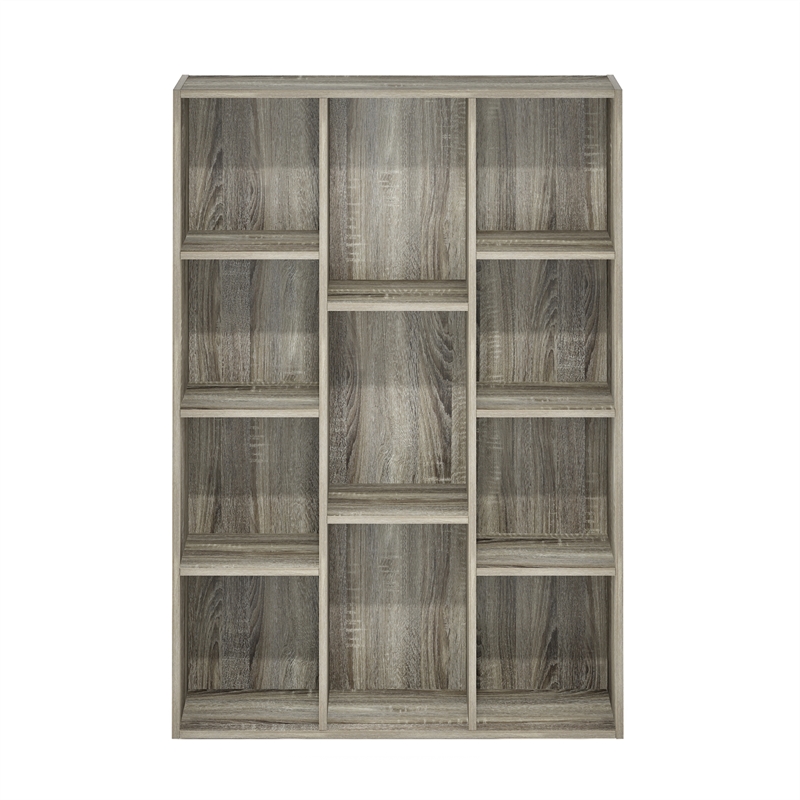 Maklaine 11-Cube Reversible Open Shelf Bookcase in French Oak