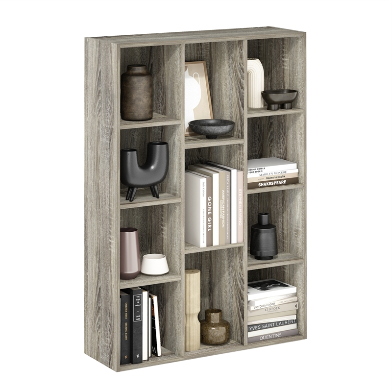 Maklaine 11-Cube Reversible Open Shelf Bookcase in French Oak