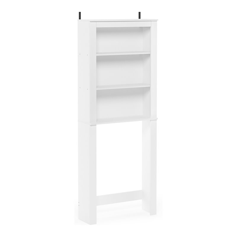 Maklaine Contemporary Engineered Wood Open Bath Cabinet in White