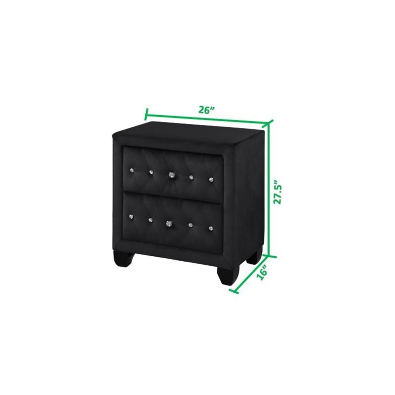 Maklaine Contemporary Night Stand In Color Black Made With Wood