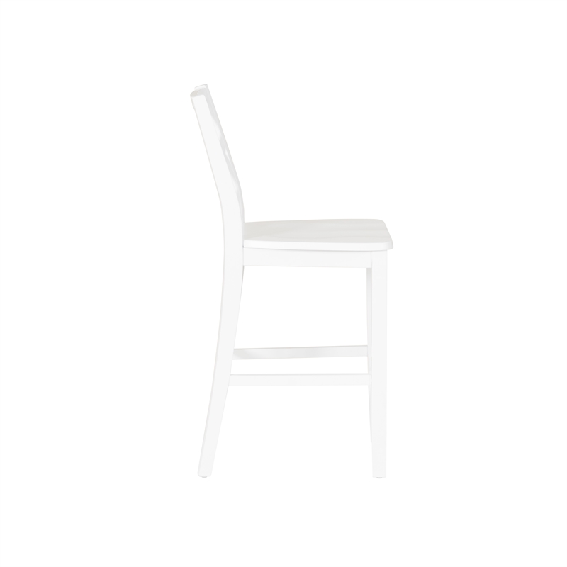 Maklaine Sturdy Wood Lattice Back Counter Stool in Crisp White Finish