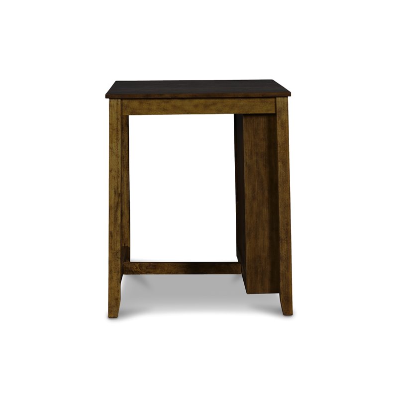 Maklaine Traditional Solid Wood Counter Table w/ 2 Chairs in Brown