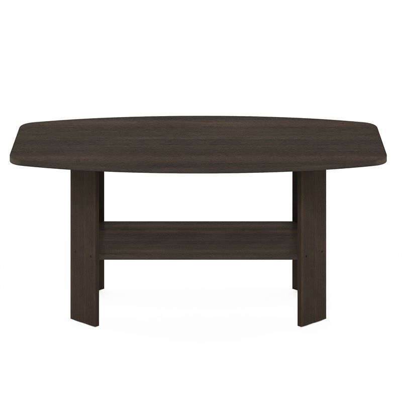 Maklaine Contemporary Engineered Wood Simple Design Coffee Table in Dark Brown