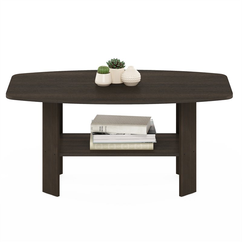 Maklaine Contemporary Engineered Wood Simple Design Coffee Table in Dark Brown