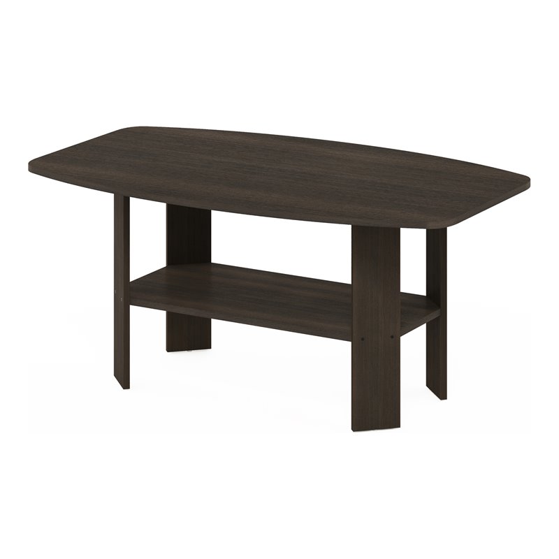 Maklaine Contemporary Engineered Wood Simple Design Coffee Table in Dark Brown