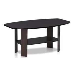 Maklaine Engineered Wood Simple Design Coffee Table in Dark Walnut