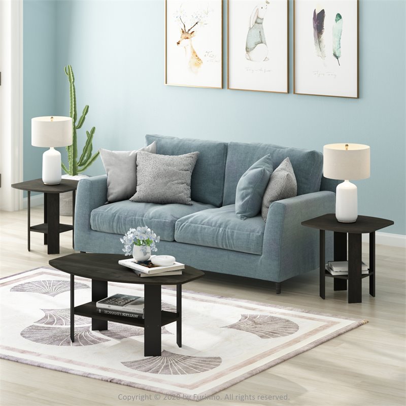 Maklaine Contemporary Engineered Wood Simple Design Coffee Table in Espresso