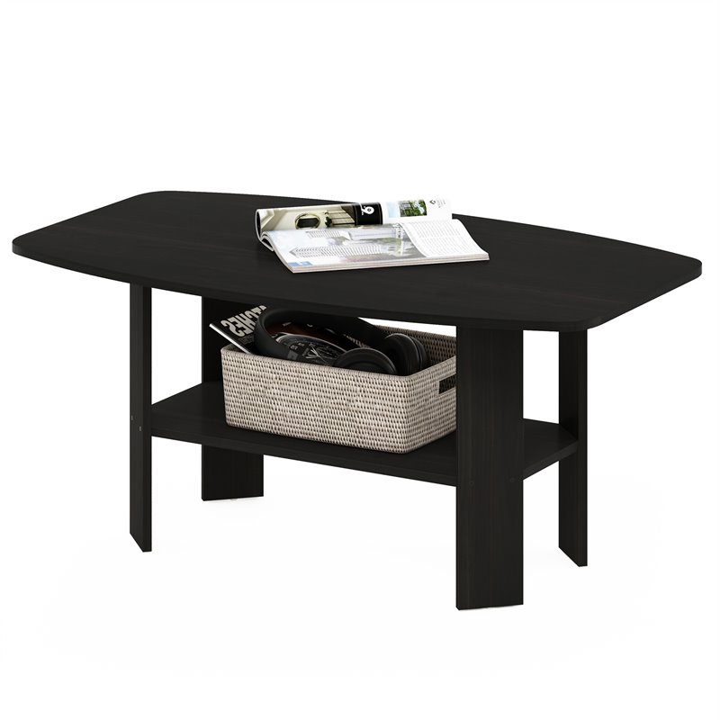Maklaine Contemporary Engineered Wood Simple Design Coffee Table in Espresso