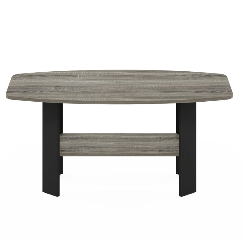 Maklaine Engineered Wood Simple Design Coffee Table in French Oak Gray/Black