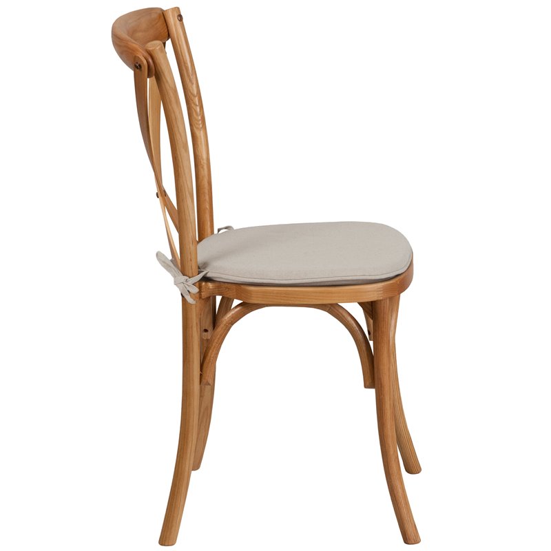 Maklaine Farmhouse / Country Cross Back Chair With Cushion In Oak
