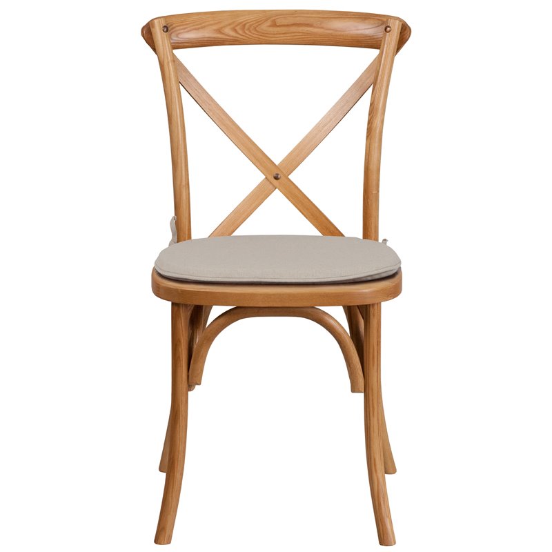 Maklaine Farmhouse / Country Cross Back Chair With Cushion In Oak