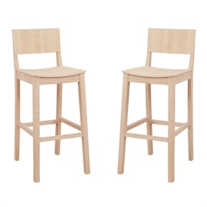 Maklaine Saddle Seat Bar Stools Set of Two in Unfinished Solid Rubberwood