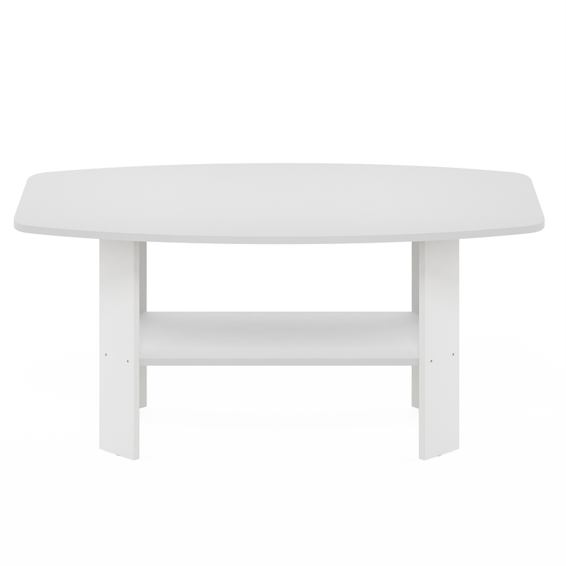 Maklaine Engineered Wood Contemporary Coffee Table in White Finish