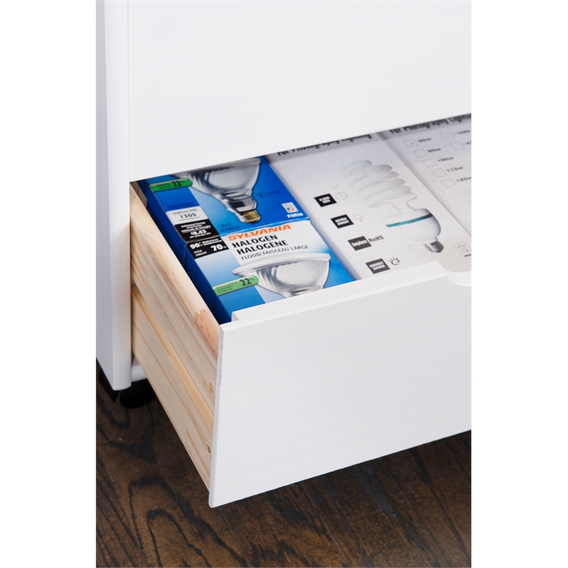 Maklaine Eight Drawer Rolling Storage Cart in White Wash Wood