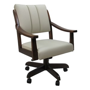 Maklaine Caster Solid Wood Dining Chair - Ocean Beige Vinyl - Brown Honey