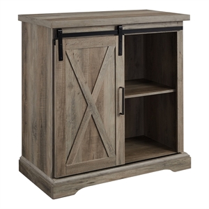 Maklaine 32&quot Rustic Farmhouse Wood Buffet Accent Cabinet in Gray Wash