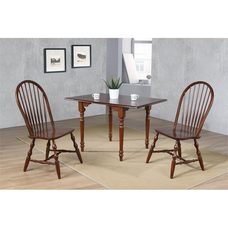 Maklaine Windsor Solid Wood Dining Chairs in Chestnut (Set of 2)