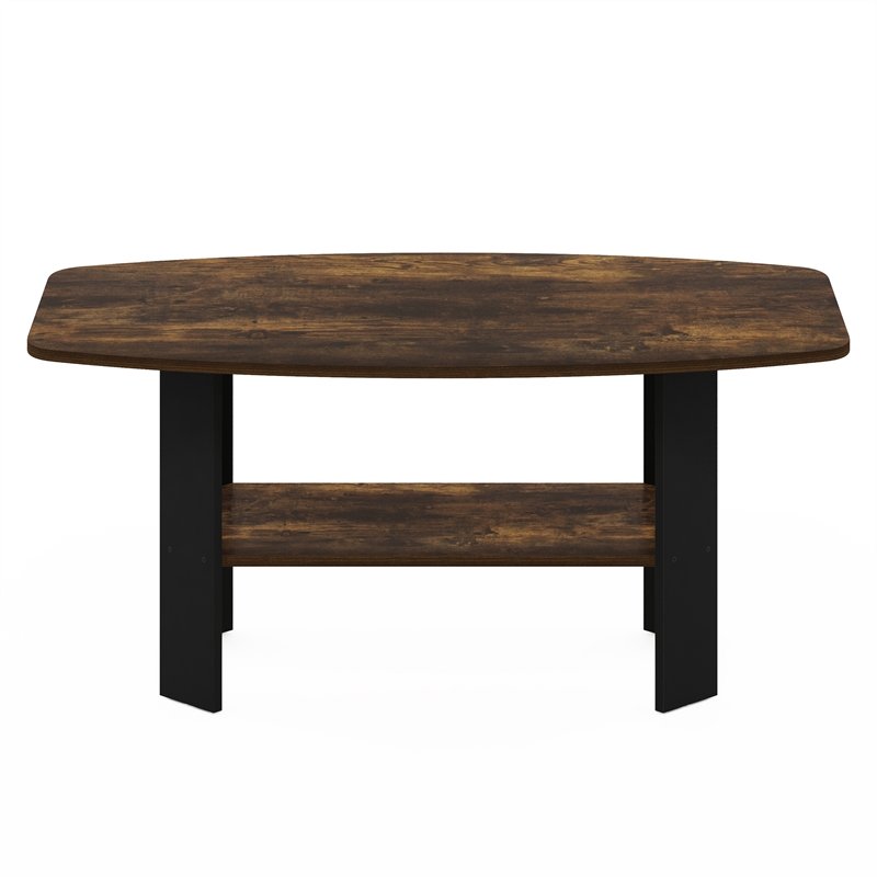 Maklaine Engineered Wood Contemporary Coffee Table in Amber Pine/Black