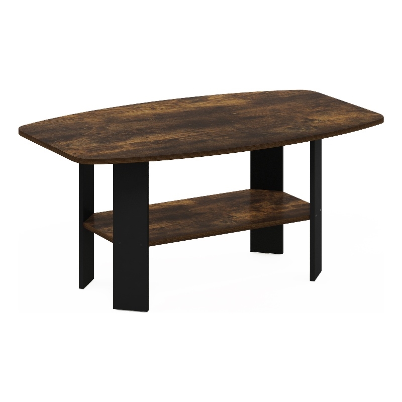 Maklaine Engineered Wood Contemporary Coffee Table in Amber Pine/Black