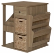Maklaine All-In-One Transitional Wood Revolving Side Table in Natural
