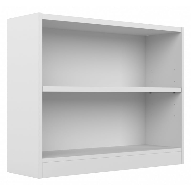 Maklaine Engineered Wood Universal 2 Shelf Bookcase in Pure White
