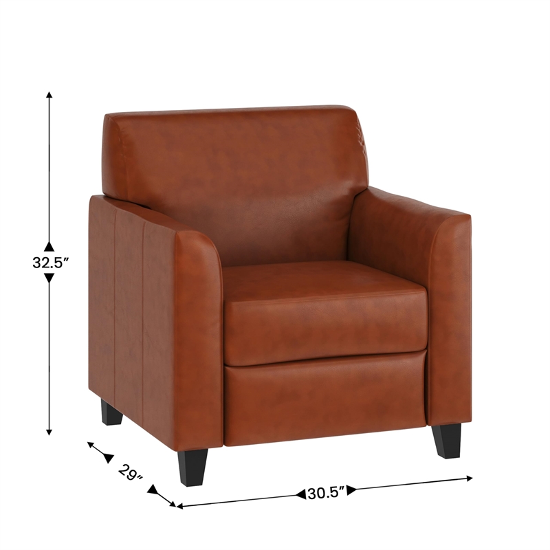 Maklaine Modern / Contemporary Leather Reception Chair in Cognac