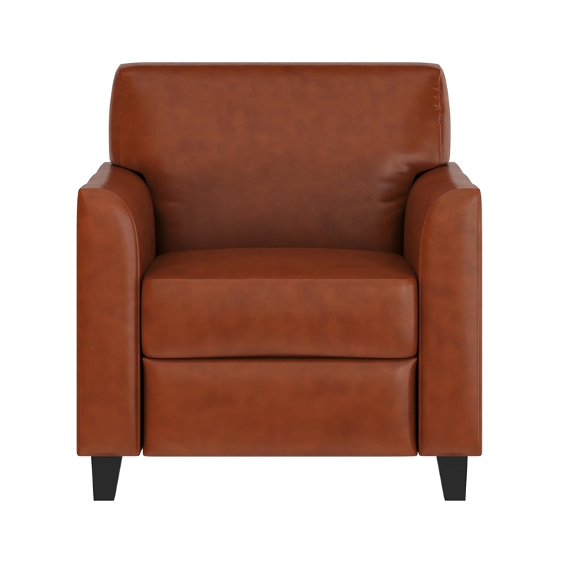 Maklaine Modern / Contemporary Leather Reception Chair in Cognac