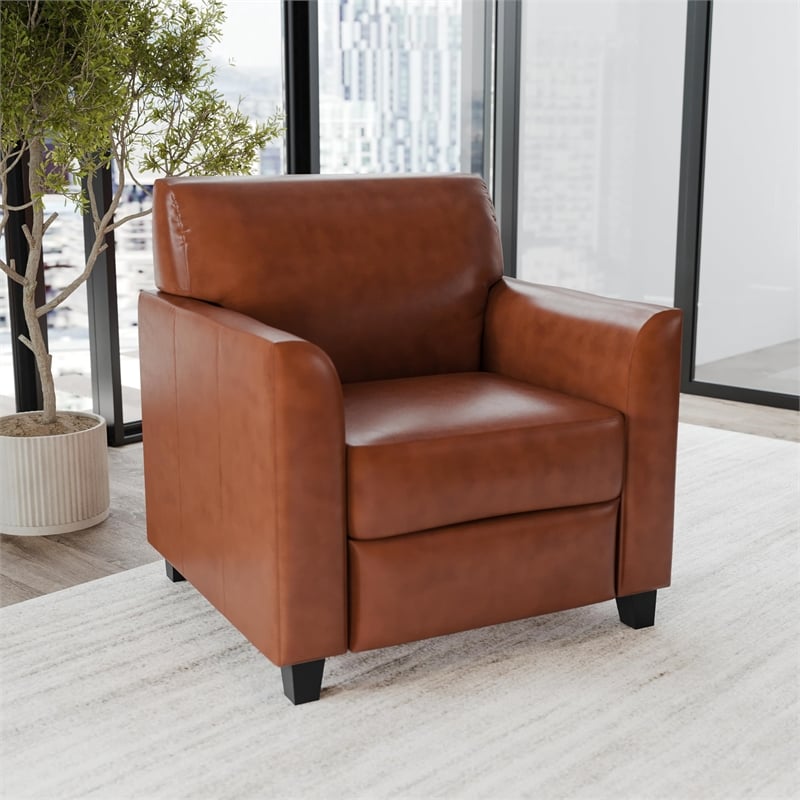 Maklaine Modern / Contemporary Leather Reception Chair in Cognac