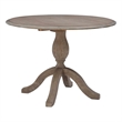 Maklaine Round Drop Leaf Pedestal Dining Table in Rustic Gray Washed Wood