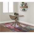 Maklaine Round Drop Leaf Pedestal Dining Table in Rustic Gray Washed Wood