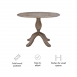 Maklaine Round Drop Leaf Pedestal Dining Table in Rustic Gray Washed Wood