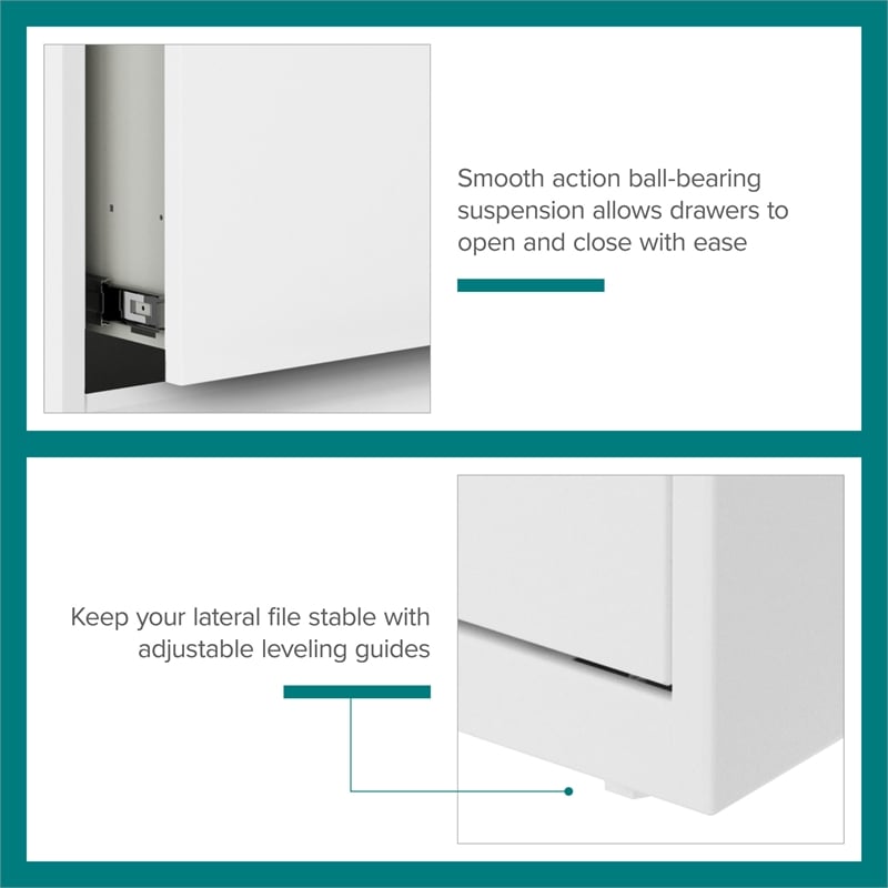 Maklaine 30 inch W 2 Drawer Metal Lateral 101 Filing Cabinet White