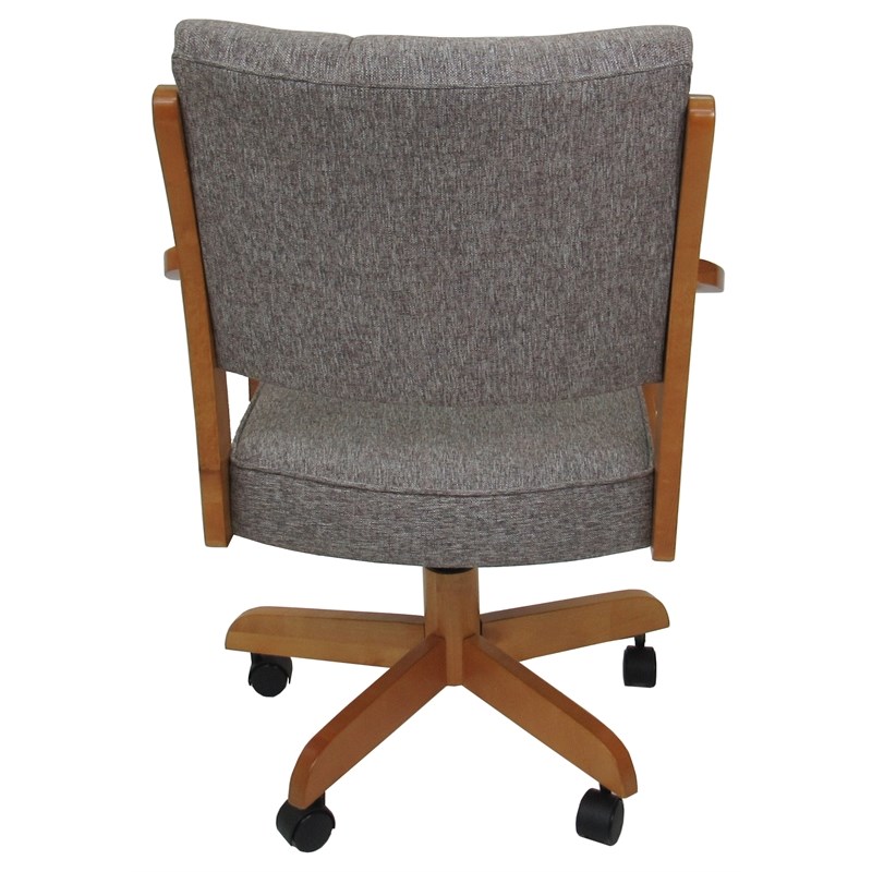 Maklaine Solid Wood Dining Caster Chair - Mojave Gray - Honey