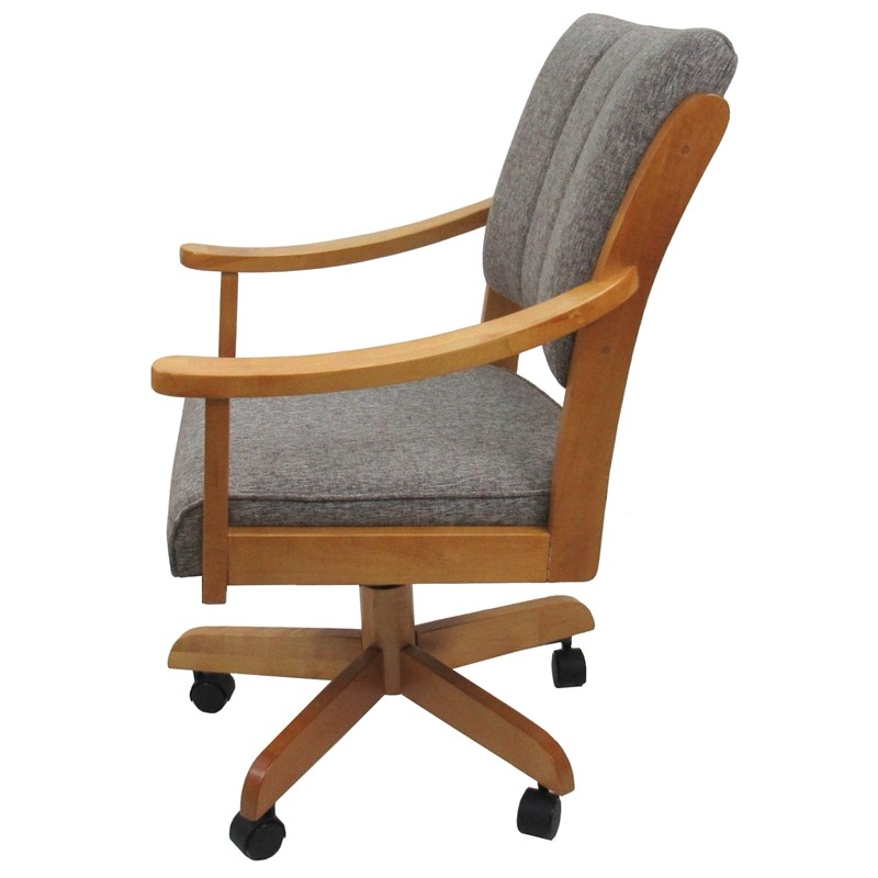 Maklaine Solid Wood Dining Caster Chair - Mojave Gray - Honey