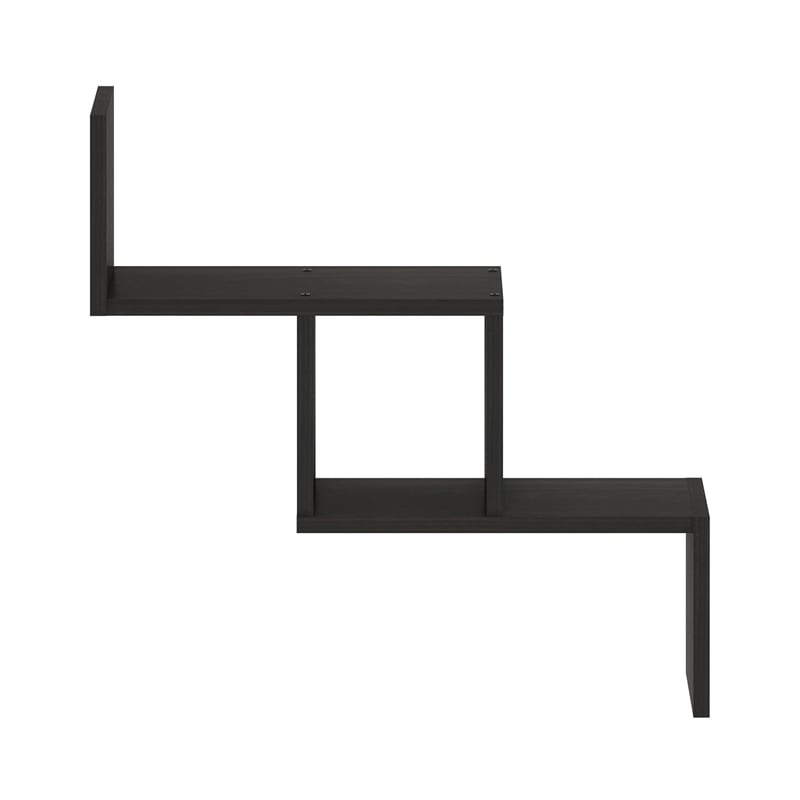 Maklaine Contemporary Wall Mount Floating Ladder Shelf in Espresso