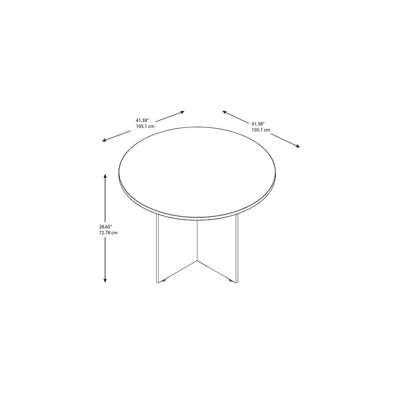 Maklaine Engineered Wood Round Conference Table with Wood Base in Hansen Cherry