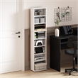 Maklaine Contemporary Space Saving Multimedia Storage Tower in White