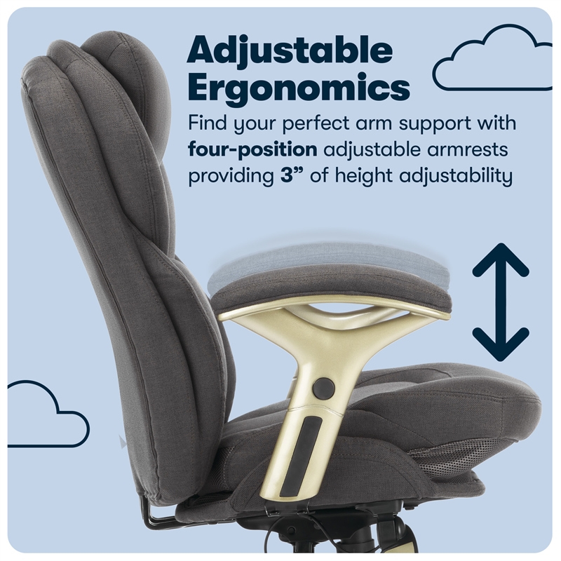 Maklaine Contemporary Back in Motion Office Chair in Dark Gray Fabric