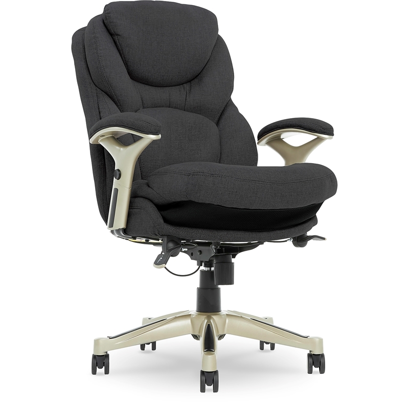 Maklaine Contemporary Back in Motion Office Chair in Dark Gray Fabric