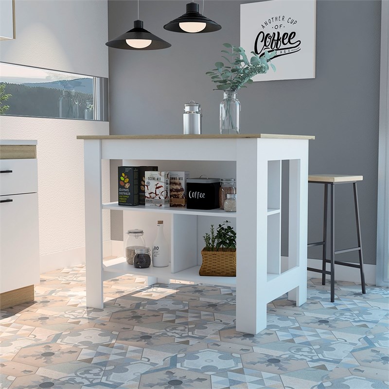 Maklaine Kitchen Island Engineered Wood Kitchen Islands in Multi-color