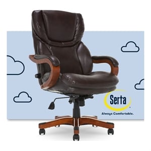 Maklaine Big and Tall Executive Office Chair with Wood Accents in Brown