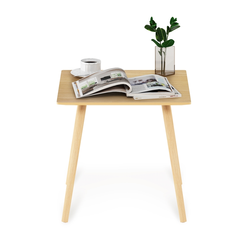 Maklaine Engineered Wood Contemporary Side Table in Oak Finish
