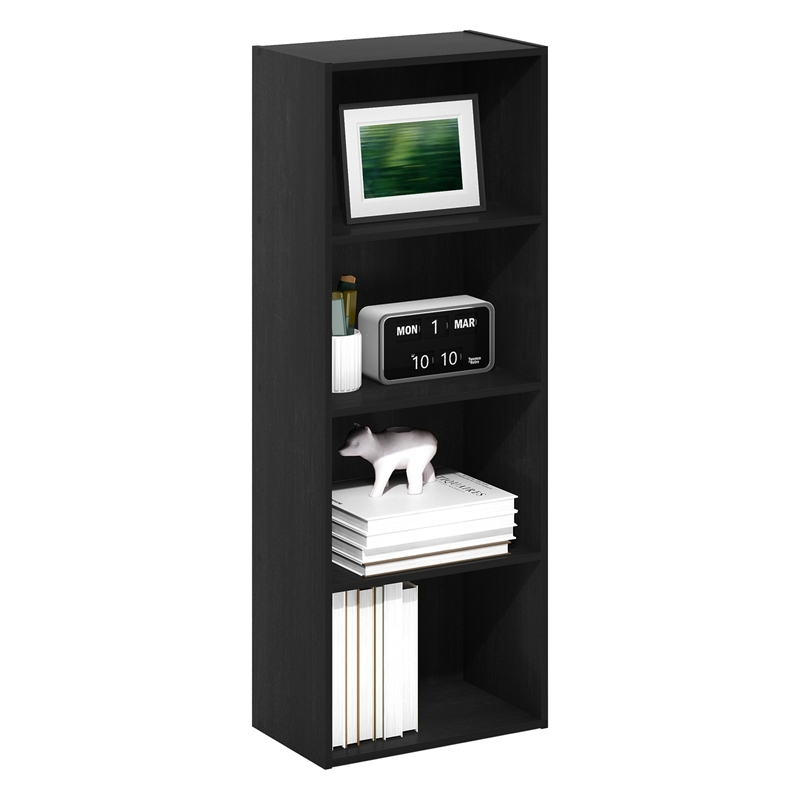 Maklaine Contemporary 4-Tier Open Shelf Bookcase in Blackwood