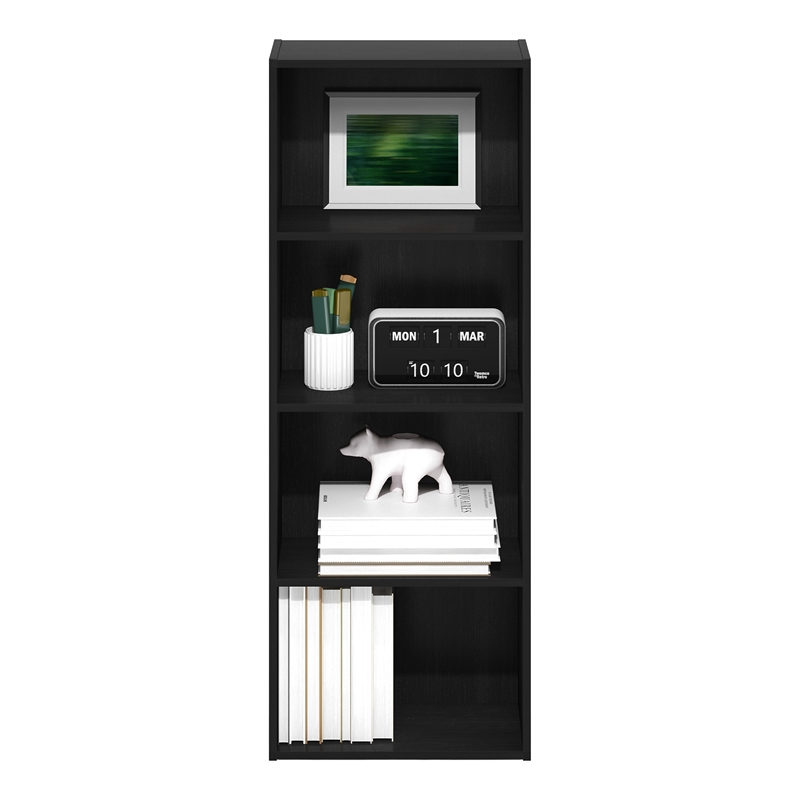 Maklaine Contemporary 4-Tier Open Shelf Bookcase in Blackwood