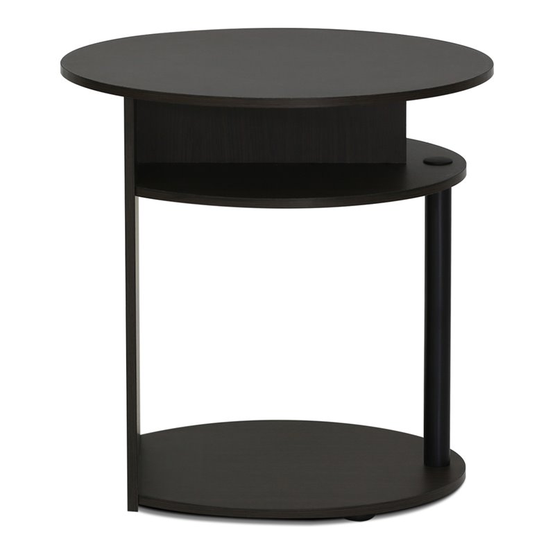 Maklaine Engineered Wood Simple Design Oval End Table in Walnut/Black
